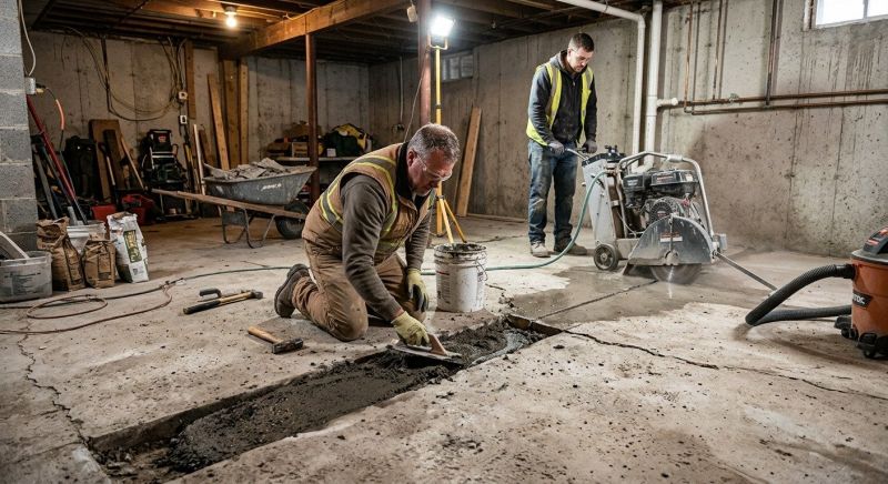 Cracked Basement Floor Repair in Ogden, UT